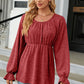 Round Neck Flounce Sleeve Blouse