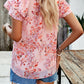 Printed Ruffled Mock Neck Blouse