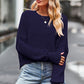 Round Neck Drop Shoulder Long Sleeve Sweater