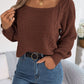 Chic Babe' Square Neck Mixed Knit Sweater 🦋
