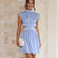 Cutout Ruched Mock Neck Mini Dress