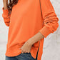 Round Neck  Dropped Shoulder Slit Sweatshirt