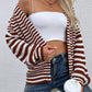 LakenLea Striped V-Neck Button-Down Cardigan