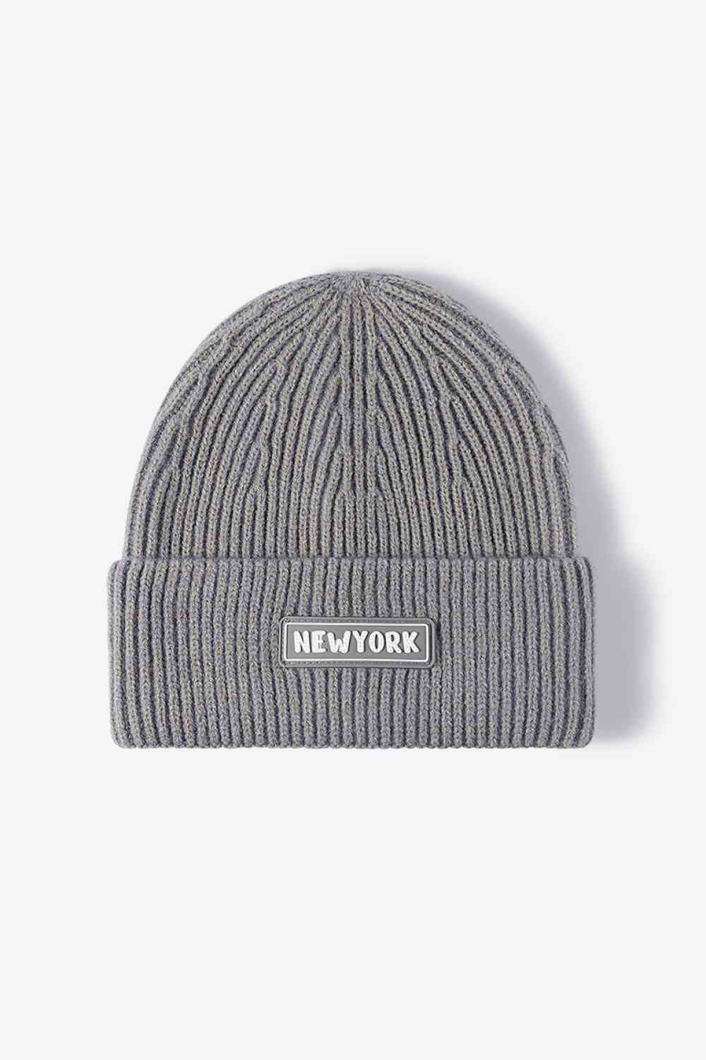 BeanieHatz NEW YORK Patch Rib-Knit Cuffed Beanie