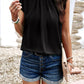 Frill Ruched Mock Neck Sleeveless Blouse