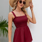 Full Size Smocked Square Neck Baby doll Tank