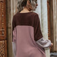 Full Size Color Block Waffle-Knit Long Sleeve Top