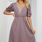 V-Neck Puff Sleeve Dress
