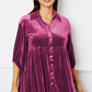 Velvet Tiered Button Up Collared Neck Shirt