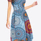 Printed Round Neck Short Sleeve Dress with Pockets