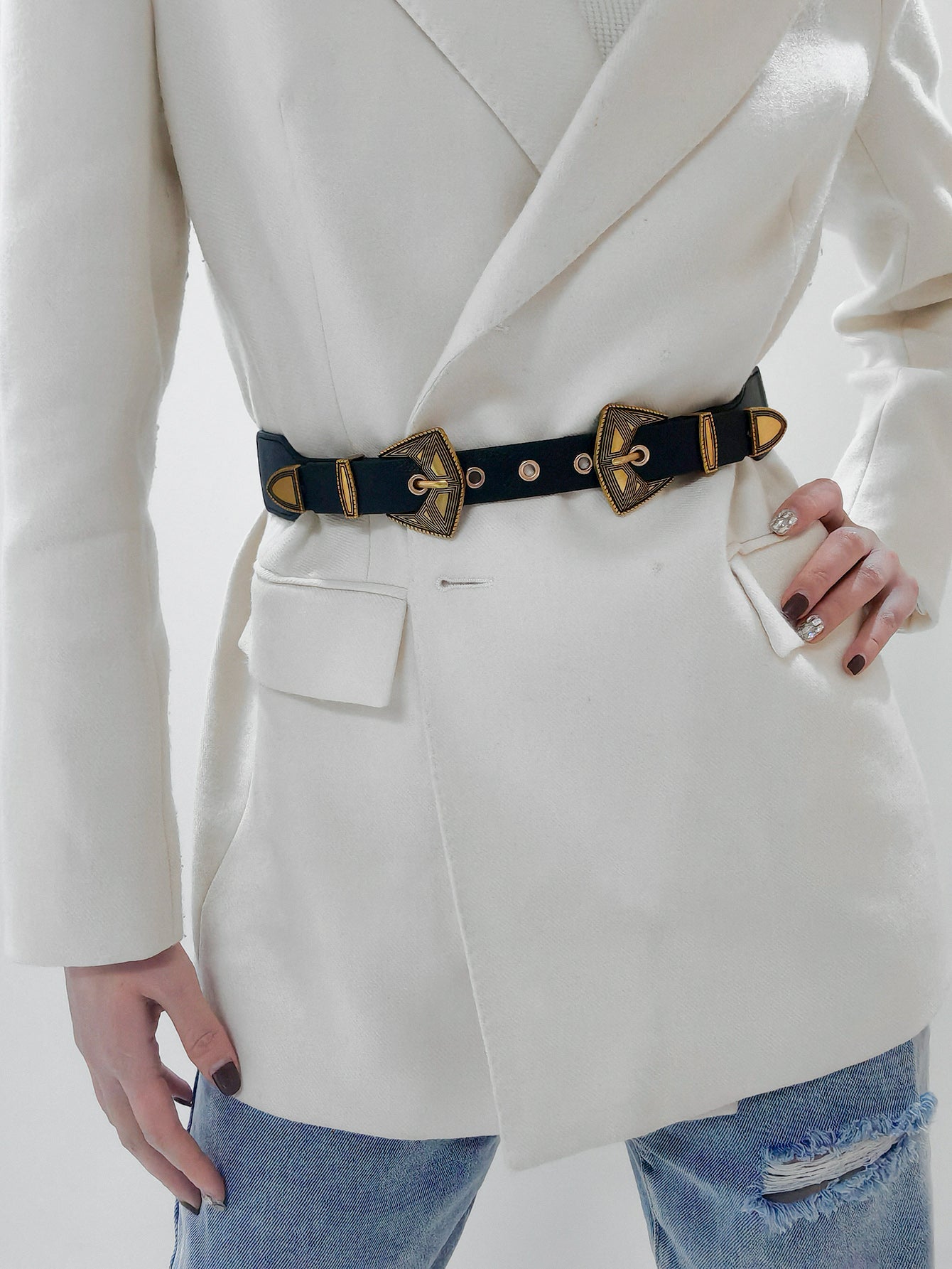 Jessica Anne Beauty Double Buckle PU Leather Belt