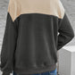 Color Block Quarter Button Dropped Shoulder Sweatshirt