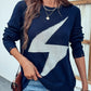 Lightning Graphic Distressed Sweater