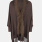 BeautifulMe Fringe Open Front Long Sleeve Poncho