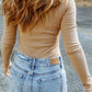 Malibu Dreams High Neck Long Sleeve Ribbed Top
