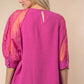 White Birch Round Neck Lace Half Sleeve Blouse