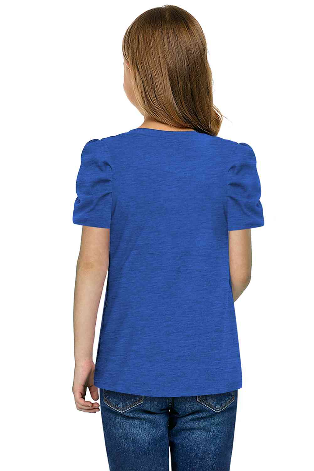 YOUTH GIRLS Round Neck Puff Sleeve T-Shirt SZ S-2XL