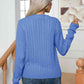 Cable-Knit Round Neck Long Sleeve Sweater