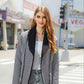 Aaliyah Black Full Size Houndstooth Open Front Long Sleeve Jacket