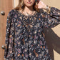 Printed Round Neck Long Sleeve Blouse