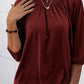 Full Size Gathered Detail Round Neck T-Shirt