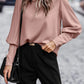Full Size Round Neck Lantern Sleeve Blouse