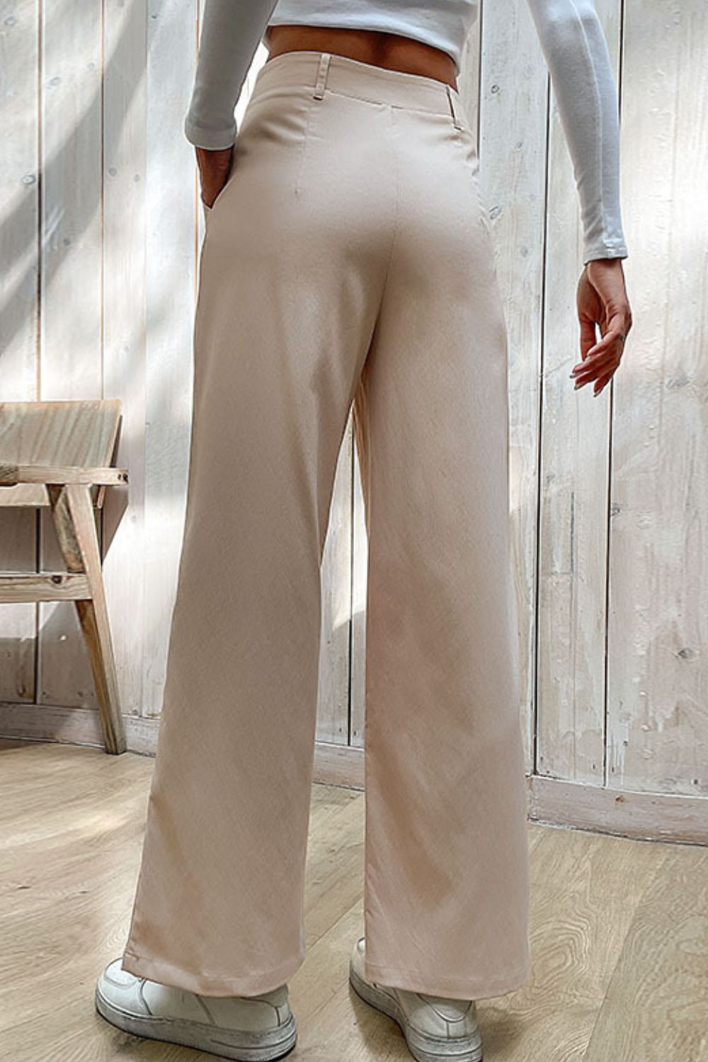 Center Seam Wide Leg Beige Pants