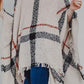 Plaid Turtleneck Raw Hem Poncho