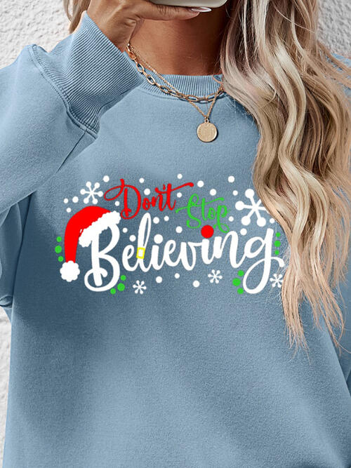 CHRISTMAS THEMED Letter Graphic Long Sleeve Sweatshirt