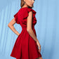 Double Crazy Deep V Flutter Sleeve Mini Dress