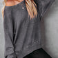 Full Size Dropped Shoulder Slit Sweatshirt