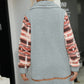 Geometric Zip-Up Collared Sherpa Jacket