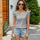 Plaid Ruffled Round Neck Cap Sleeve T-Shirt