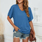 Full Size V-Neck Side Ruched Tee