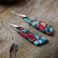 Teal Geometrical Shape Dangle Earrings