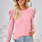 Round Neck Puff Sleeve Blouse