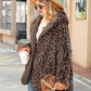 Adrien Planet Chestnut Leopard Hooded Coat with Pockets