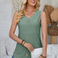 Eyelet Decorative Button V-Neck Tank