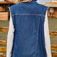 Sleeveless Button-Up Collared Denim Top with Pockets