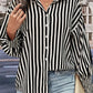 AuroraBlissX Striped Dropped Shoulder Smocked Wristband Shirt