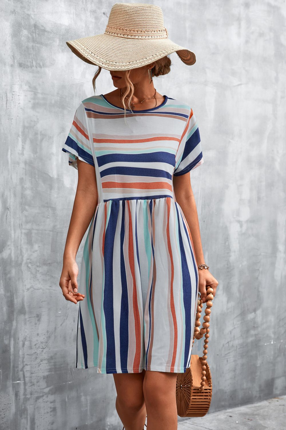 Women's Striped Round Neck Dress