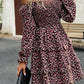 Smocked Flounce Sleeve Ruffled Dress