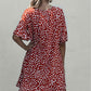 Athena Rea Tie Neck Flounce Sleeve Printed Mini Dress