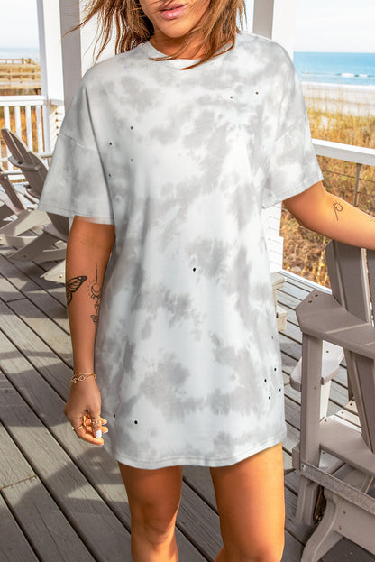 DTG Graphic Tie-Dye Round Neck Short Sleeve Tunic Tee