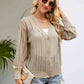 Openwork Button Front V-Neck Cardigan