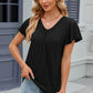 V-Neck Flutter Sleeve T-Shirt