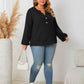 Plus Size Openwork Notched Button Front Blouse
