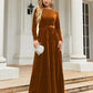 OhSoMaxi Tie Front Round Neck Long Sleeve Maxi Dress