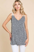 Culture Code Contrast Eyelet Strap Slit Ribbed Tank *