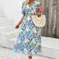 Larissa Bea Smocked Printed V-Neck Short Sleeve Dress